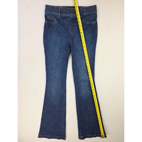 Spanx Size Small Womens 34" Inseam Flare Two Back Pockets Pull Up Blue Jeans - Picture 6 of 11